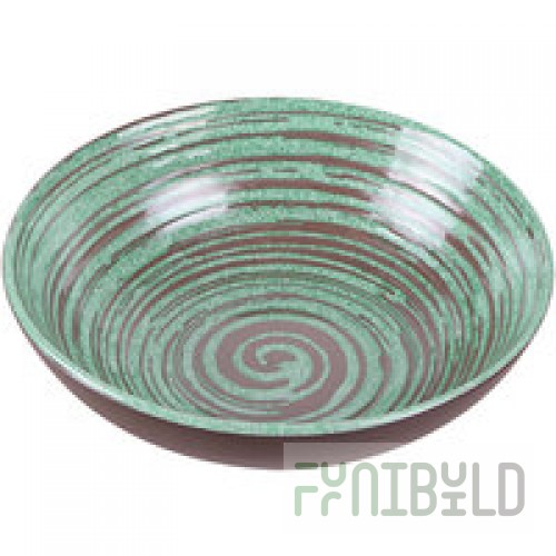Elite Global Solutions Stardust 40 oz. Deep Glossy / Matte Blue Swirl Melamine Bowl - 6/Case