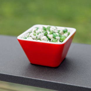 Vollrath V2220040 5 oz. Red / White Extra-Small Square Melamine Bowl Vollrath V2220040 5 oz. Red / White Extra-Small Square Melamine Bowl