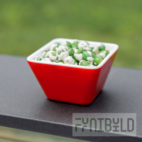Vollrath V2220040 5 oz. Red / White Extra-Small Square Melamine Bowl