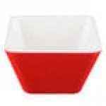 Vollrath V2220040 5 oz. Red / White Extra-Small Square Melamine Bowl