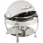 Bon Chef 12014 Petite 3 Qt. Dripless Round Stainless Steel with Brass Accents Roll Top Chafer with Aurora Legs Bon Chef 12014 Petite 3 Qt. Dripless Round Stainless Steel with Brass Accents Roll Top Chafer with Aurora Legs