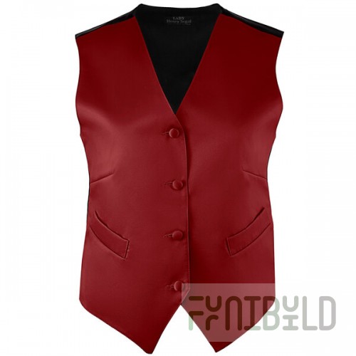 Henry Segal Women's Customizable Burgundy Satin Server Vest - 2XL