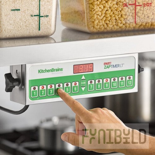 Kitchen Brains® Z0120120HFCLT (FAST.)® ZAP Timer LT Digital 12-Product 99 Hour Timer with Universal Mounting Kit - 120V