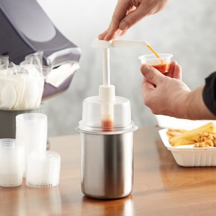 Steril-Sil 30 oz. Stainless Steel Condiment Dispenser Kit with 1 oz. Pump and Dome Top Lid