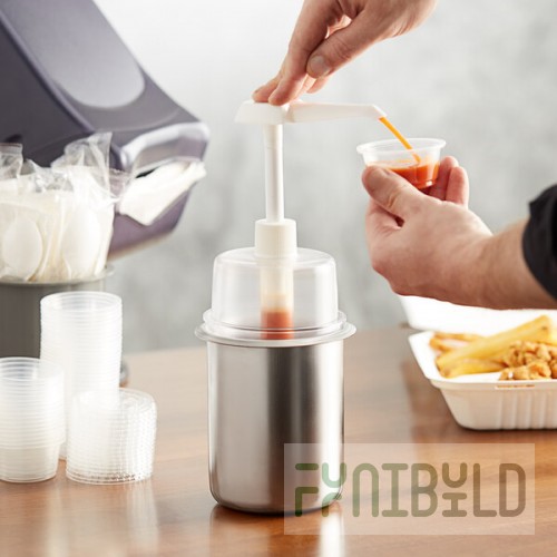 Steril-Sil 30 oz. Stainless Steel Condiment Dispenser Kit with 1 oz. Pump and Dome Top Lid