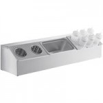 ServSense Stainless Steel Hotel Pan Organizer Set with (4) 1/6 Size Pans ServSense Stainless Steel Hotel Pan Organizer Set with (4) 1/6 Size Pans
