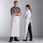 Choice White Poly-Cotton Full-Length Bistro Apron with 2 Pockets - 38 Choice White Poly-Cotton Full-Length Bistro Apron with 2 Pockets - 38
