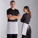Choice White Poly-Cotton Full-Length Bistro Apron with 2 Pockets - 38 Choice White Poly-Cotton Full-Length Bistro Apron with 2 Pockets - 38