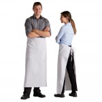Choice White Poly-Cotton Full-Length Bistro Apron with 2 Pockets - 38 Choice White Poly-Cotton Full-Length Bistro Apron with 2 Pockets - 38