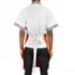 Uncommon Chef 3127 Orange Customizable Poly-Cotton Avalanche Bib Apron with Natural Webbing and 3 Pockets - 34