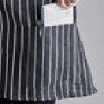 Choice Black and White Chalk Stripe Poly-Cotton Half Bistro Apron with 2 Pockets - 18