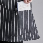 Choice Black and White Chalk Stripe Poly-Cotton Half Bistro Apron with 2 Pockets - 18
