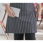 Choice Black and White Chalk Stripe Poly-Cotton Half Bistro Apron with 2 Pockets - 18