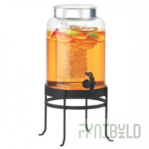 Cal-Mil 1580-2-13 Soho 2 Gallon Black Glass Beverage Dispenser with Ice Chamber - 10