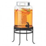 Cal-Mil 1580-2-13 Soho 2 Gallon Black Glass Beverage Dispenser with Ice Chamber - 10