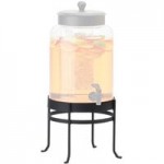 Cal-Mil 1580-2-13 Soho 2 Gallon Black Glass Beverage Dispenser with Ice Chamber - 10