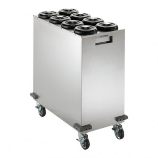 Dispense-Rite Stainless Steel 8-Section One-Size-Fits-All Mobile Cup Dispensing Cart MCDC-SLR4X2