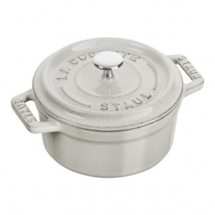 Staub 8 oz. White Truffle Enameled Cast Iron Mini Dutch Oven 1003431 Staub 8 oz. White Truffle Enameled Cast Iron Mini Dutch Oven 1003431