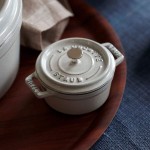 Staub 8 oz. White Truffle Enameled Cast Iron Mini Dutch Oven 1003431