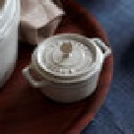 Staub 8 oz. White Truffle Enameled Cast Iron Mini Dutch Oven 1003431