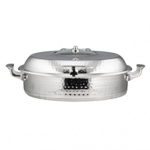 Bon Chef 60030HFSHL Cucina 6 Qt. Stainless Steel Induction Hammered Brazier Pan with Slow Down Hinged Glass Cover Bon Chef 60030HFSHL Cucina 6 Qt. Stainless Steel Induction Hammered Brazier Pan with Slow Down Hinged Glass Cover