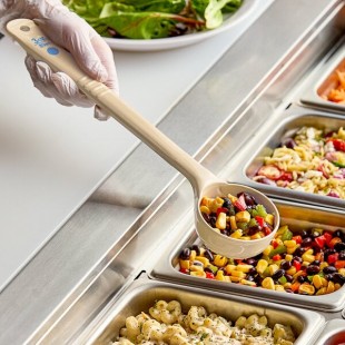 Carlisle 437006 Measure Misers 3 oz. Beige and Blue Color Coding Polycarbonate Long Solid Portion Spoon