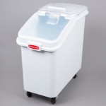 Rubbermaid® FG360288WHT ProSave 26.2 Gallon / 415 Cup White Slant Top Mobile Ingredient Storage Bin with Sliding Lid