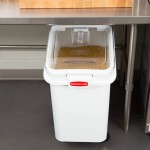 Rubbermaid® FG360288WHT ProSave 26.2 Gallon / 415 Cup White Slant Top Mobile Ingredient Storage Bin with Sliding Lid
