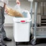 Rubbermaid® FG360288WHT ProSave 26.2 Gallon / 415 Cup White Slant Top Mobile Ingredient Storage Bin with Sliding Lid