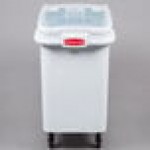 Rubbermaid® FG360288WHT ProSave 26.2 Gallon / 415 Cup White Slant Top Mobile Ingredient Storage Bin with Sliding Lid