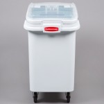 Rubbermaid® FG360288WHT ProSave 26.2 Gallon / 415 Cup White Slant Top Mobile Ingredient Storage Bin with Sliding Lid