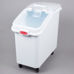 Rubbermaid® FG360288WHT ProSave 26.2 Gallon / 415 Cup White Slant Top Mobile Ingredient Storage Bin with Sliding Lid