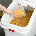 Rubbermaid® FG360288WHT ProSave 26.2 Gallon / 415 Cup White Slant Top Mobile Ingredient Storage Bin with Sliding Lid