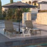 Flash Furniture Monterey Brown Adjustable Polyethylene Adirondack Chaise Lounge with Cup Holder