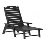 Flash Furniture Monterey Brown Adjustable Polyethylene Adirondack Chaise Lounge with Cup Holder