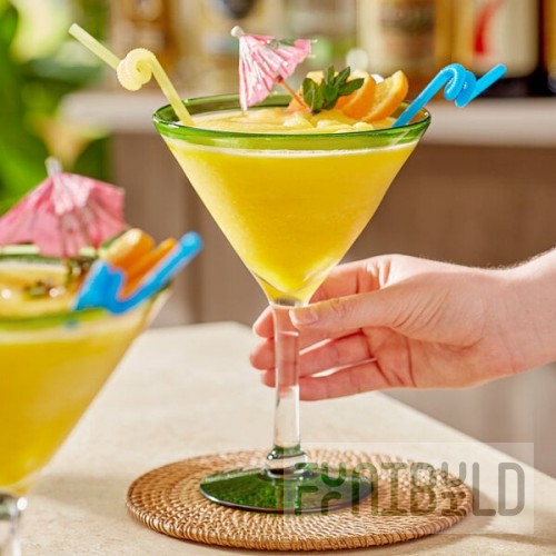 Acopa Tropic 24 oz. Martini Glass with Green Rim and Base - 12/Case
