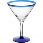 Acopa Tropic 24 oz. Martini Glass with Green Rim and Base - 12/Case