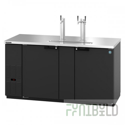 Hoshizaki DD69 Black Single/Double Tap Kegerator Beer Dispenser - (3) 1/2 Keg Capacity