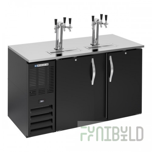 Beverage-Air DD58HC-B-069 2 Triple Tap Kegerator Beer Dispenser - Black, (2) 1/2 Keg Capacity