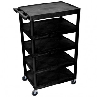 Luxor BC55-B Black 5 Shelf Serving Cart - 24 Luxor BC55-B Black 5 Shelf Serving Cart - 24