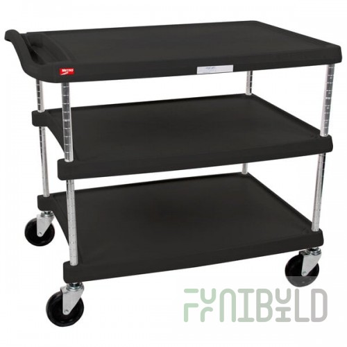 Metro myCart MY2636-35BL Black Utility Cart with Three Shelves and Chrome Posts - 28