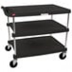 Metro myCart MY2636-35BL Black Utility Cart with Three Shelves and Chrome Posts - 28