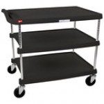 Metro myCart MY2636-35BL Black Utility Cart with Three Shelves and Chrome Posts - 28