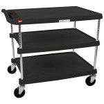 Metro myCart MY2636-35BL Black Utility Cart with Three Shelves and Chrome Posts - 28