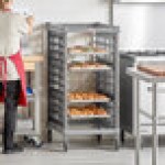 Cambro UPR1826H12 Camshelving® Ultimate 12 Pan Half Size End Load Bun / Sheet Pan Rack with Metal Casters - Unassembled Cambro UPR1826H12 Camshelving® Ultimate 12 Pan Half Size End Load Bun / Sheet Pan Rack with Metal Casters - Unassembled