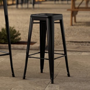 Lancaster Table & Seating Alloy Onyx Black Outdoor Backless Barstool Lancaster Table & Seating Alloy Onyx Black Outdoor Backless Barstool