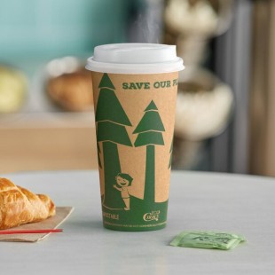 EcoChoice 20 oz. Kraft Tree Print Hot Cup and Lid - 100/Case