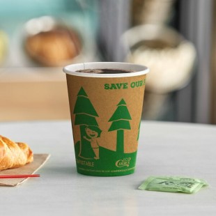 EcoChoice 12 oz. Kraft Tree Print Compostable Paper Hot Cup - 1,000/Case