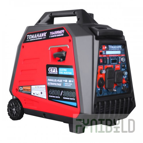 Tomahawk Inverter Series Gasoline-Powered Portable Inverter Generator with Electric Push Start and Electric Fuel Injection TG4500iEFI - 3,800 / 4,500W, 120V