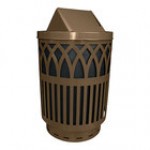 Witt Industries COV40P-SWT-BN Covington 40 Gallon Brown Steel Round Outdoor Decorative Trash Can with Swing Top Lid Witt Industries COV40P-SWT-BN Covington 40 Gallon Brown Steel Round Outdoor Decorative Trash Can with Swing Top Lid